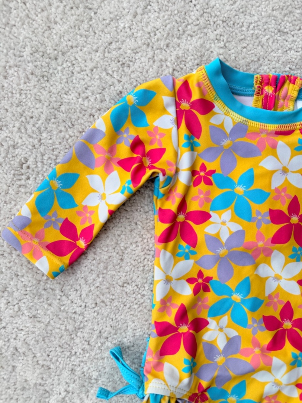 Ruffle Butts Yellow Multi Floral Long-Sleeve Rashguard - Picture 2 of 11